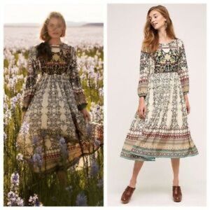 Anthropologie Bhanuni Far Fields Maxi Dress Beaded